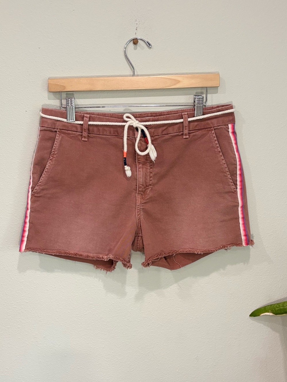 Sundry Rose-Brown Drawstring Side-Stripe Shorts